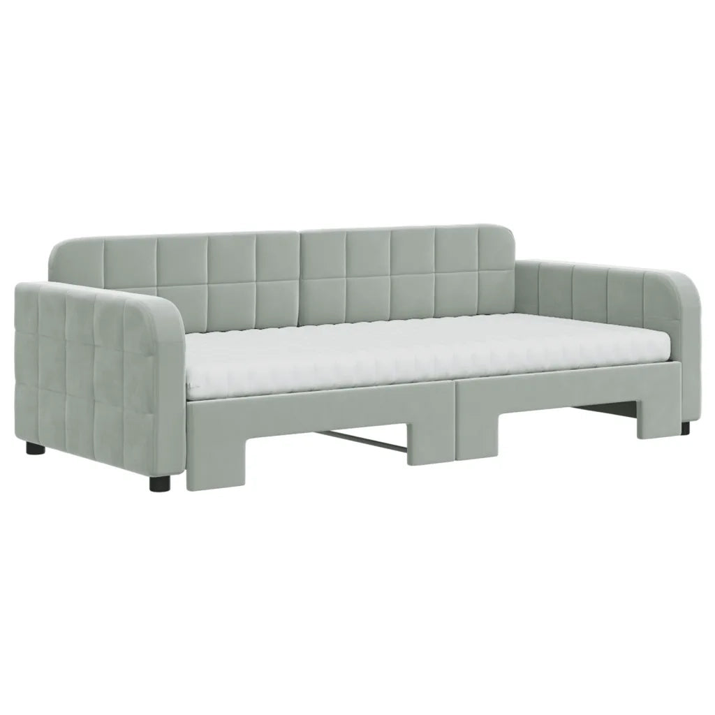 Divano Letto Estraibile Materassi Grigio Chiaro 90x190 Velluto 3196966