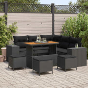 Set Divano da Giardino con cuscino con archiviazione 9 pcs Nero