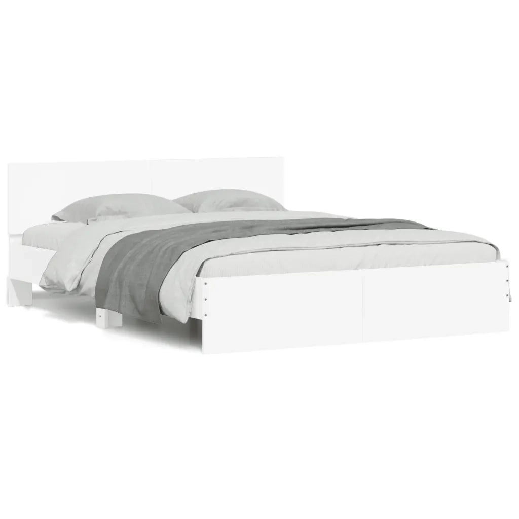 Giroletto con Testiera e LED-Struttura Letto con testiera Bianco 160x200 cm 632591