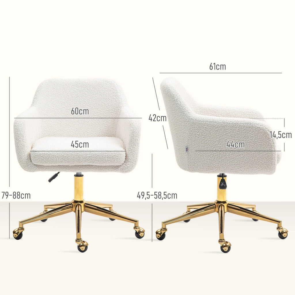Poltrona da ufficio con rotelle e seduta girevole ¨C zephmum ¨C crema 60x61x79-88 cm