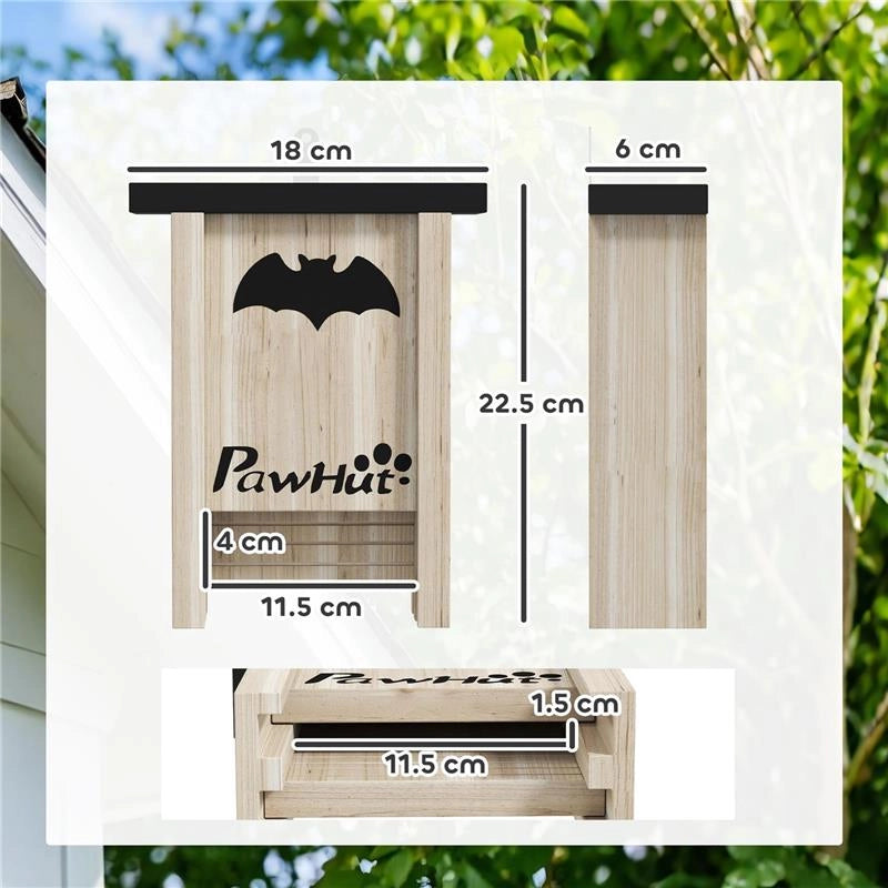 SET DI 3 CASETTE PER PIPISTRELLI BAT BOX IN LEGNO DI ABETE 18X6X22.5 CM COLORE LEGNO