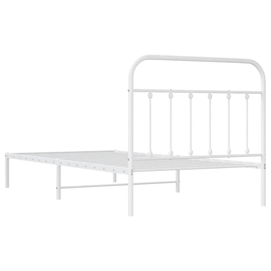 Giroletto con Testiera-Struttura Letto con testiera Metallo Bianco 107x203 cm 623125
