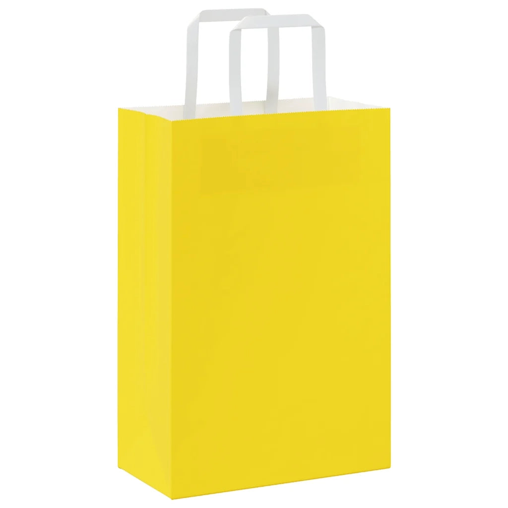 Sacchetti di Carta 250 pz con Manici Gialli 21x11x31 cm 4102008
