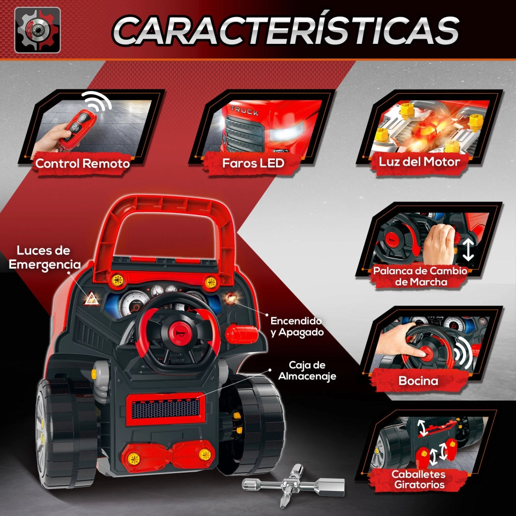 Casetta Camion Giocattolo ¨C Zephmum ¨C Rosso 40x39x47 cm con Contenitore