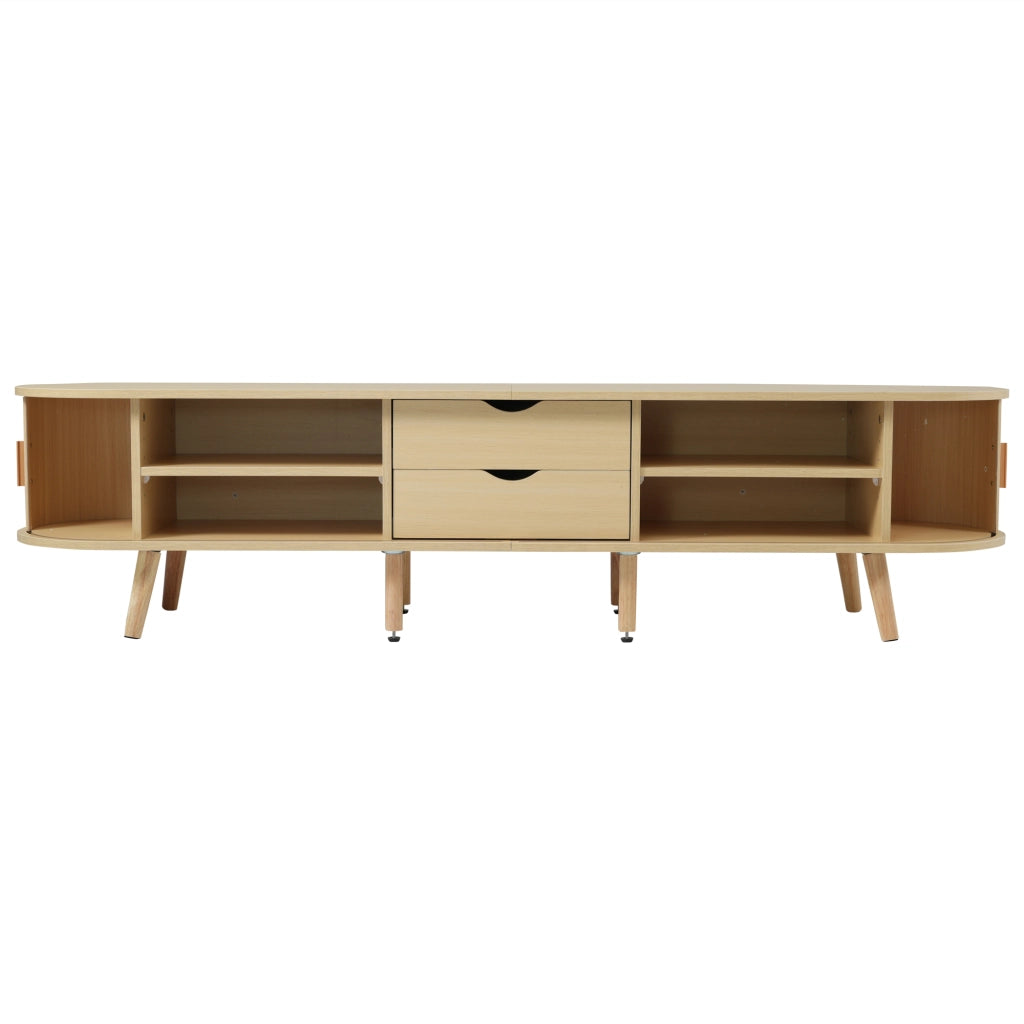 Mobile TV con 2 Cassetti; 2 Ante Scorrevoli e Divisori Regolabili; in MDF; Rovere Chiaro; 175??40??42 cm