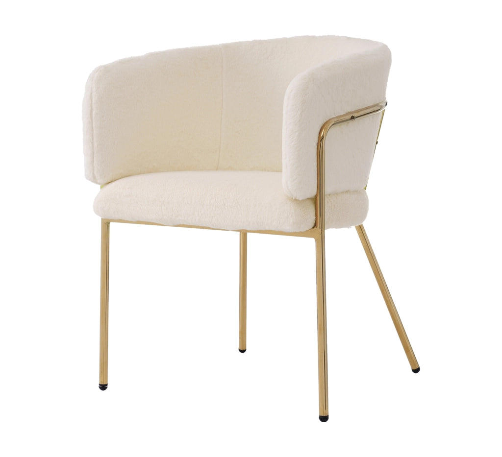 Set di 2 sedie relax con quattro gambe in metallo in pelliccia sintetica bianca