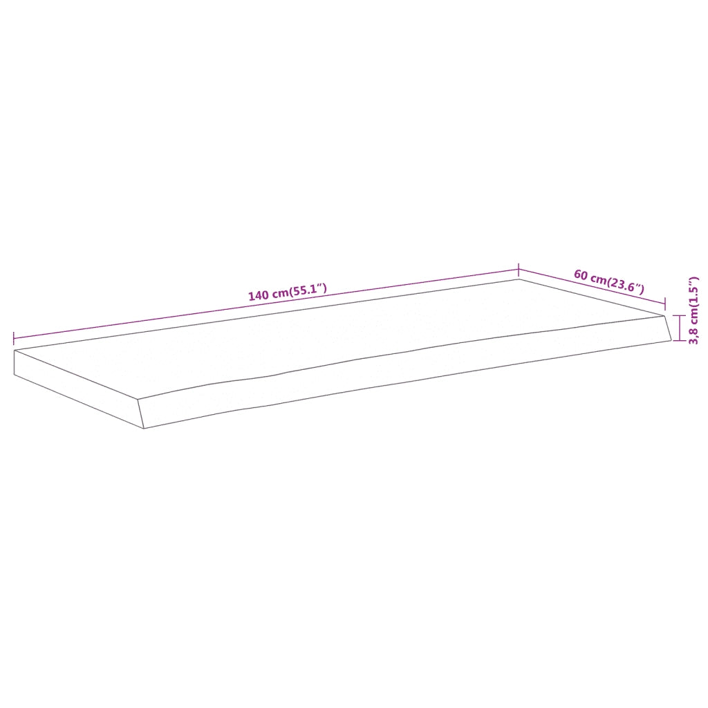 Piano Bagno 140x60x3,8 cm Rettangolare Legno Massello di Acacia 370313