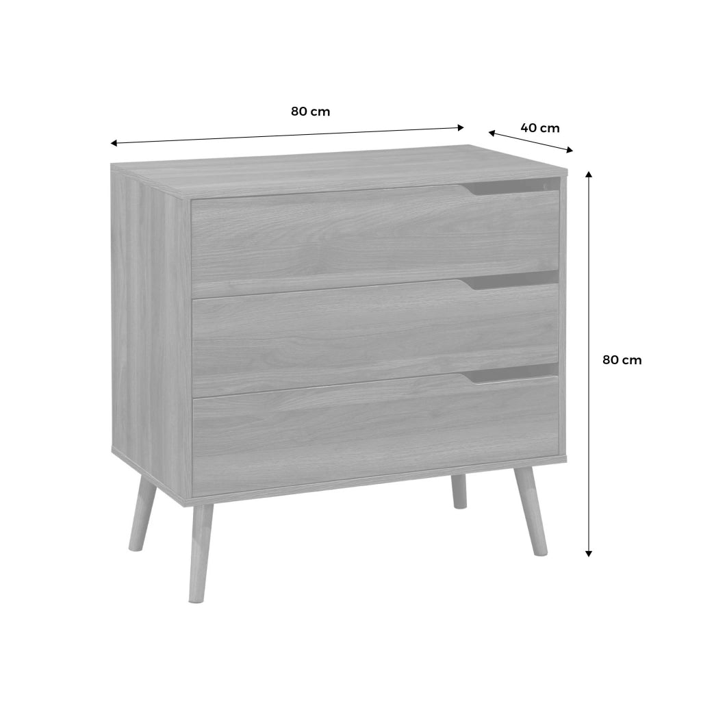 Cassettiera effetto legno di noce, 3 cassetti, marrone