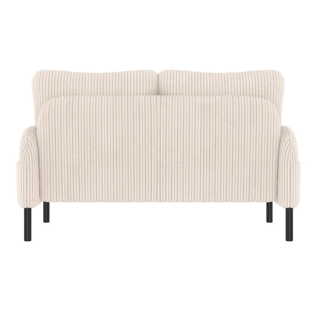 Divano 2 Posti con Schienale Ergonomico e Tasca Laterale, in Velluto a Coste Beige 120 × 75 × 79 cm