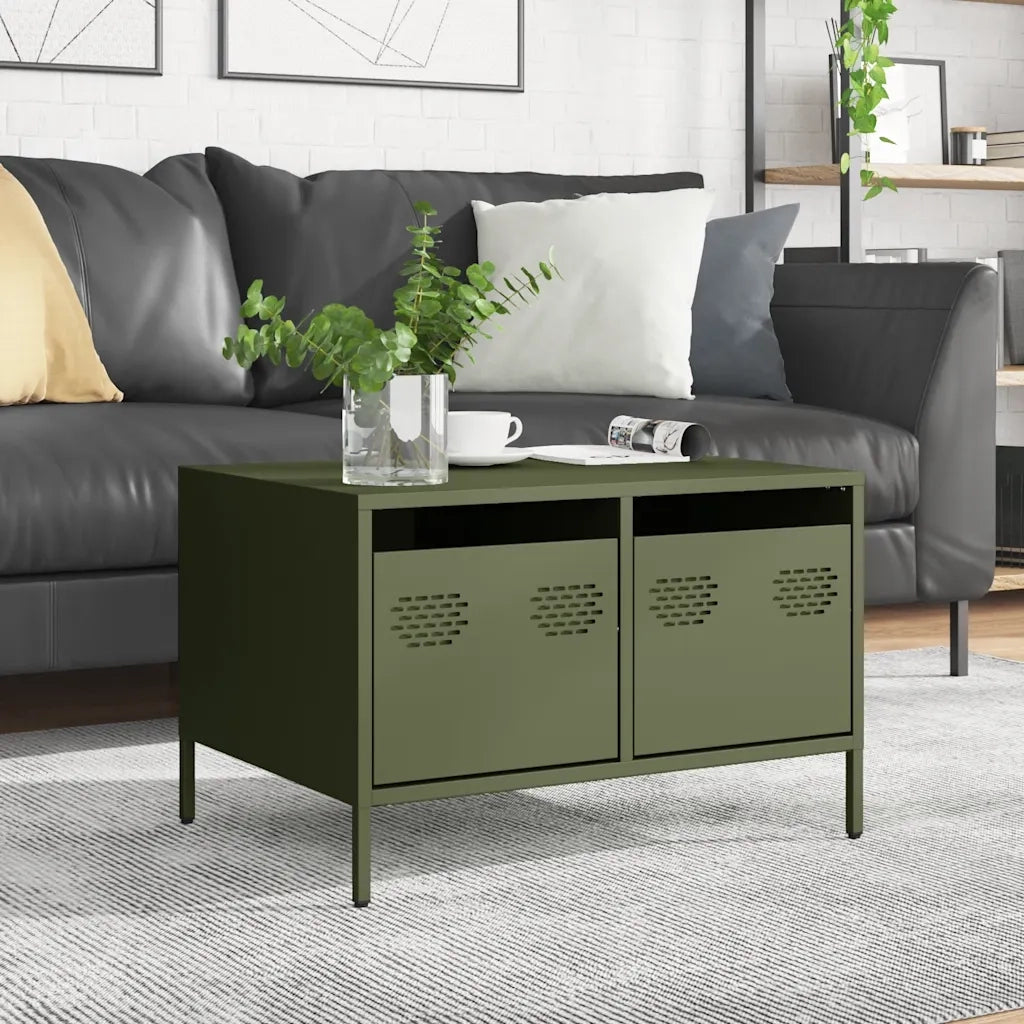 Mobile TV Verde Oliva 68x50x43,5cm in Acciaio Laminato a Freddo