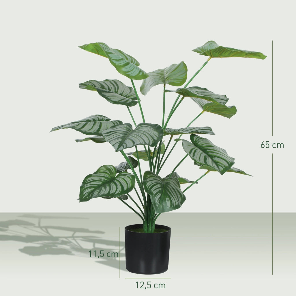 2 Piante Artificiali da Interni 65 cm ¨C zephmum ¨C Verde con Vaso in Plastica
