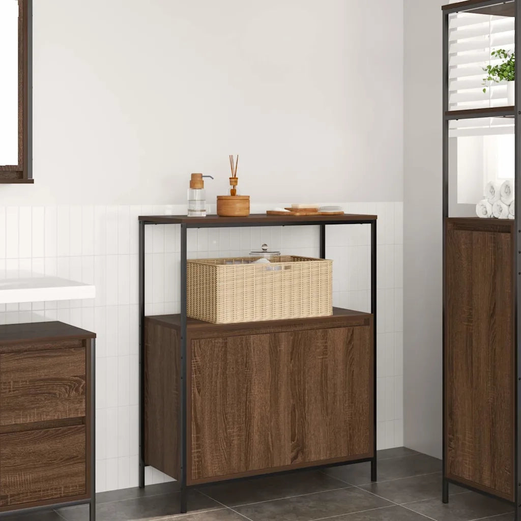 Mobile da Bagno | Armadio da bagno con Ripiani Rovere Marrone 76,5x35x95 cm