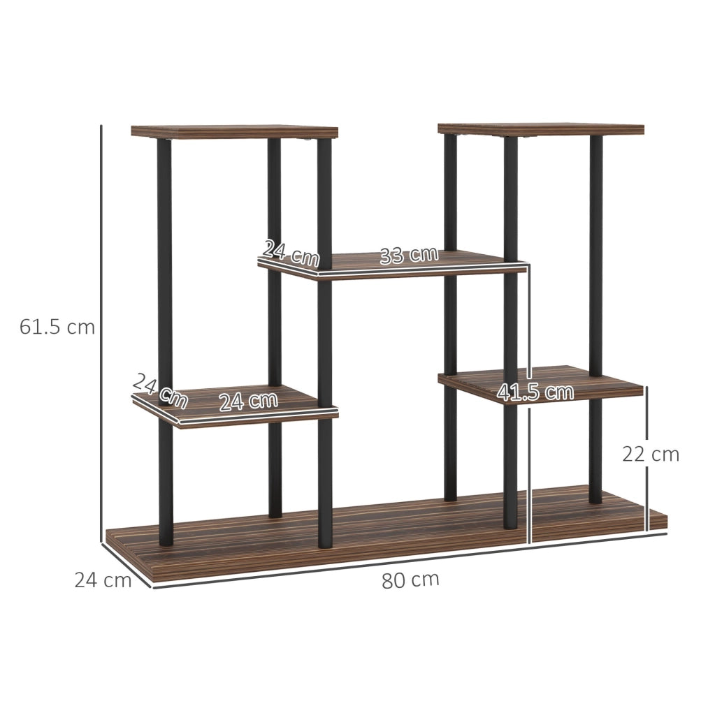 Portapiante a 4 ripiani in acciaio e legno di abete, 80 cm