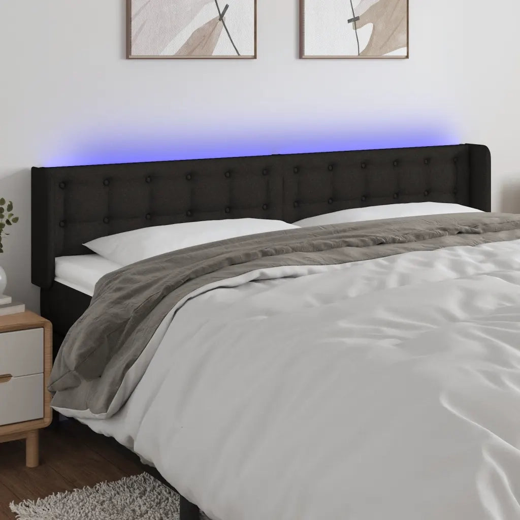Testiera a LED-Testata con LED Nera 183x16x78/88 cm in Tessuto 438142