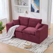 OKWISH Divano 2 Posti, Seduta Imbottita con Cuscini e Design Minimalista, Tessuto a Coste, Rosso Vino