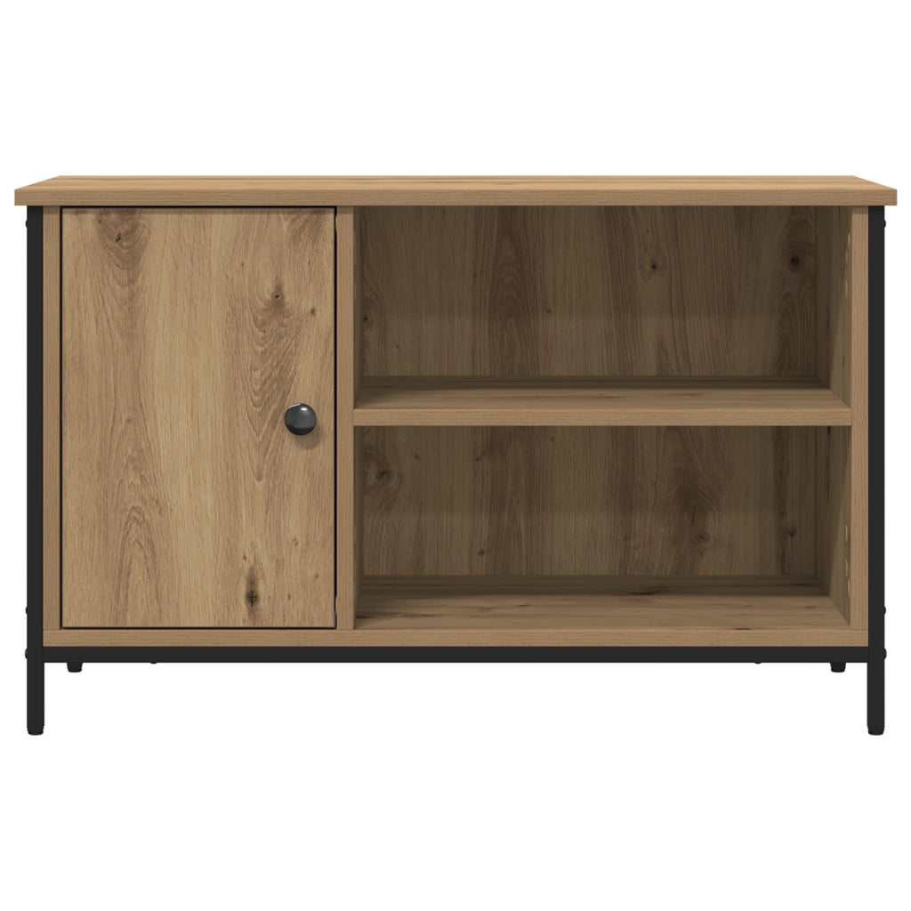 Mobile TV  in rovere artigianale 80x40x50 cm in legno ingegnerizzato e acciaio