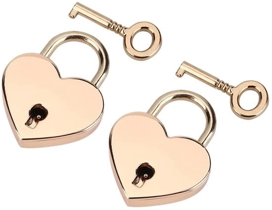 Set di ganci a forma di cuore - 2 pezzi - Metallo zincato - Dimensioni 30x39x6mm - Gancio a chiave
