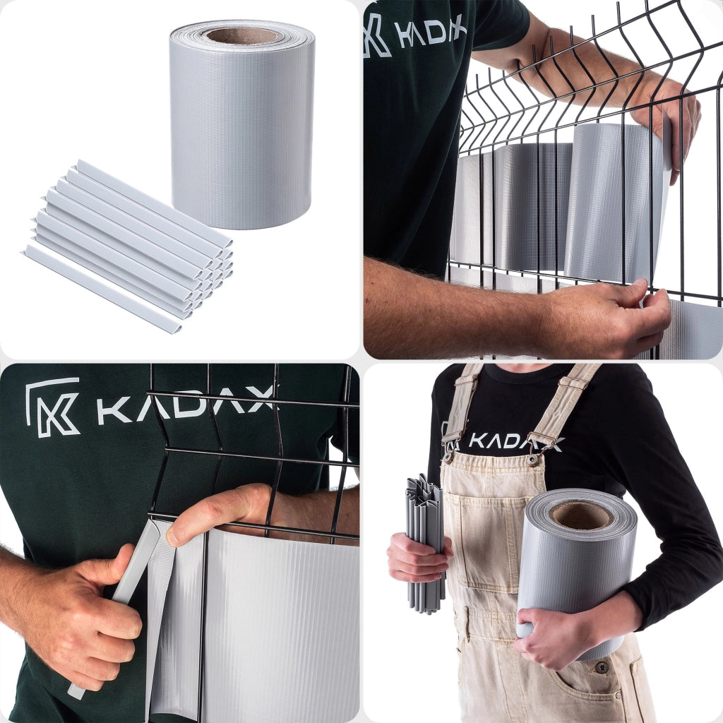 Nastro di protezione KADAX per pannelli di recinzione, recinzione, protezione UV, 20 clip, 19x35 m