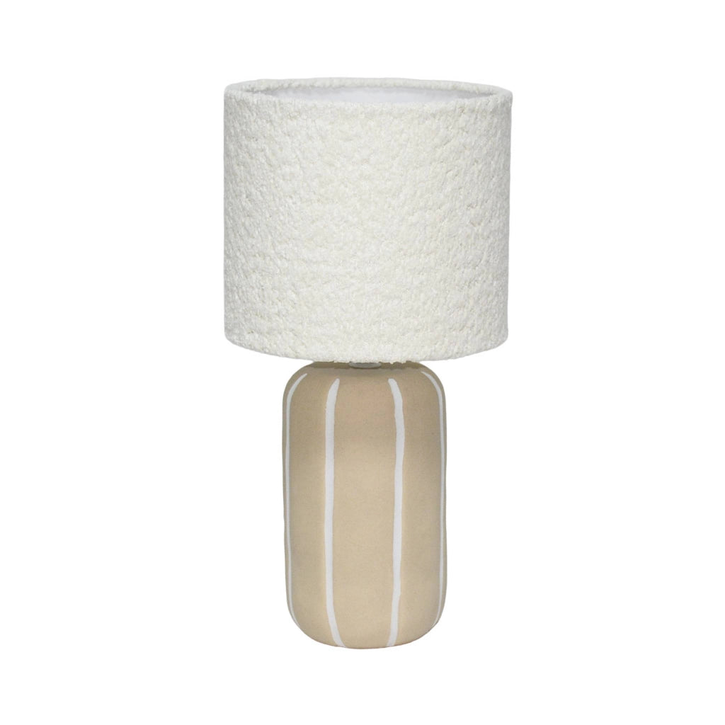 Lampada da tavolo interna in ceramica con paralume bouclé, 41cm, beige