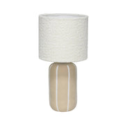 Lampada da tavolo interna in ceramica con paralume bouclé, 41cm, beige
