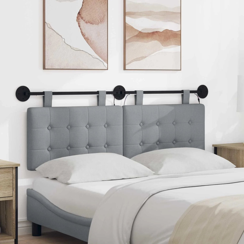 Testiera sospesa Con luce LED Grigio Chiaro Tessuto