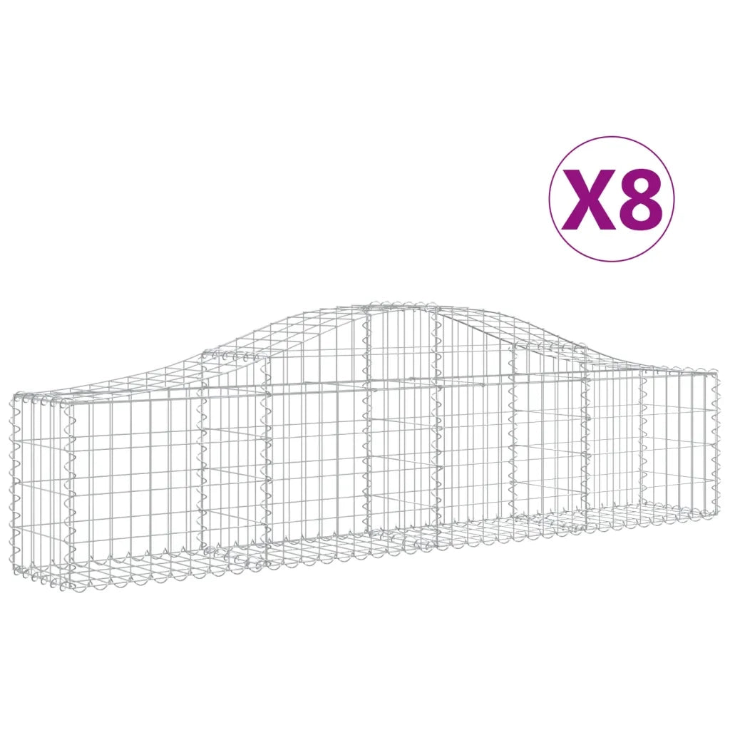 Cesti Gabbioni ad Arco 8 pz 200x30x40/60 cm Ferro Zincato 3145373