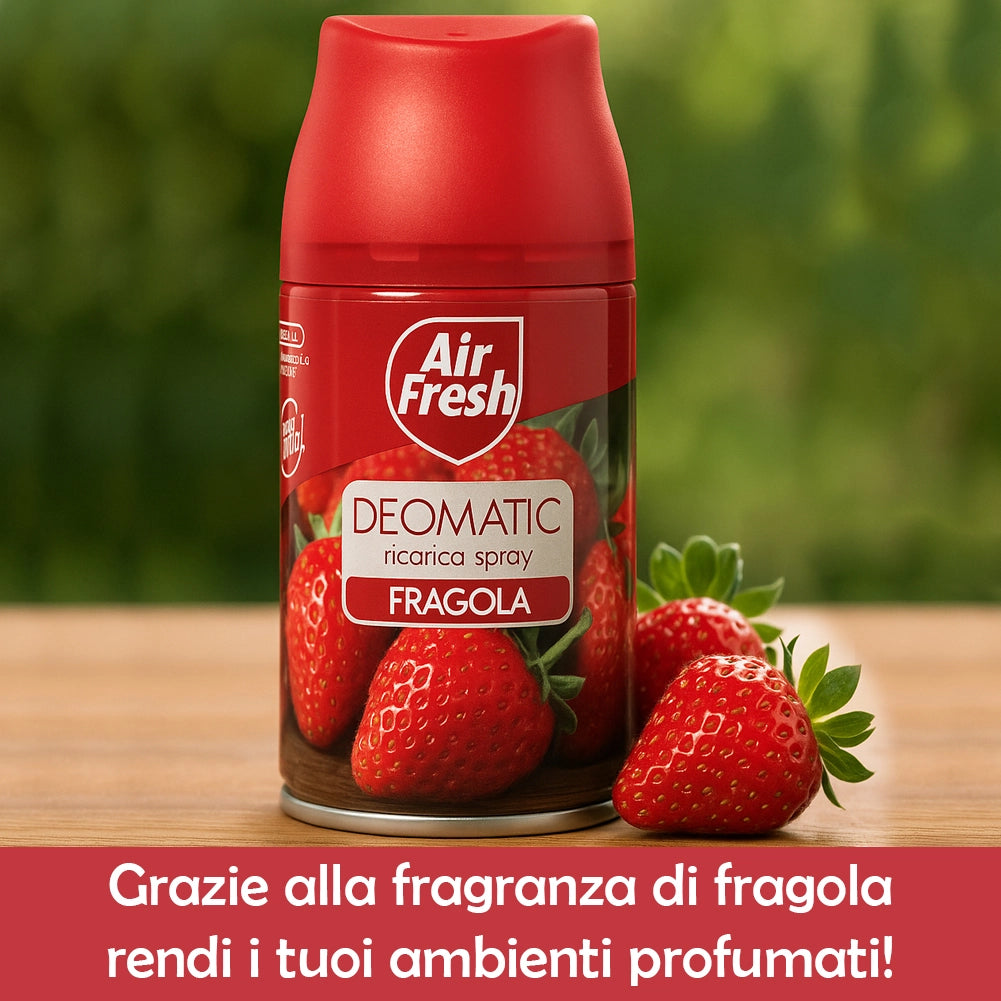 AIR FRESH Deomatic Set 6 x 250 ml Ricarica Spray Profumatore per Ambiente Fragola