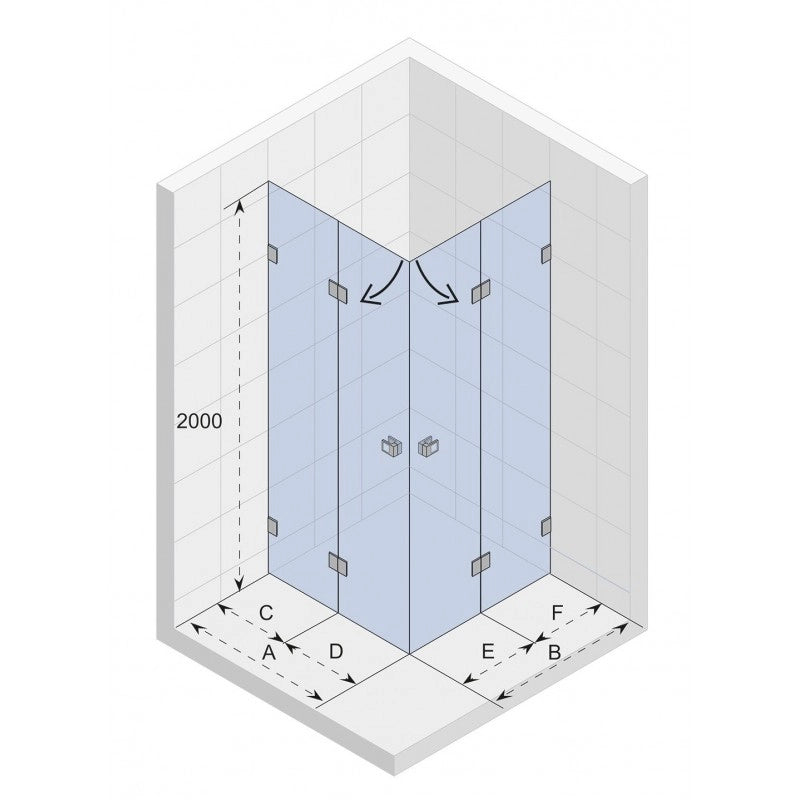 Box doccia angolare SCANDIC NXT 207 RIHO 90x90 x200cm con cerniera nera