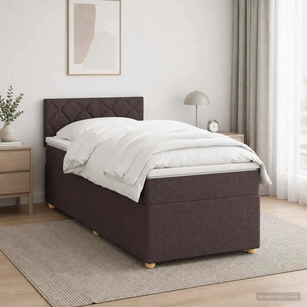 Letto box spring con materasso Marrone Scuro 90 x 190 cm 3452320