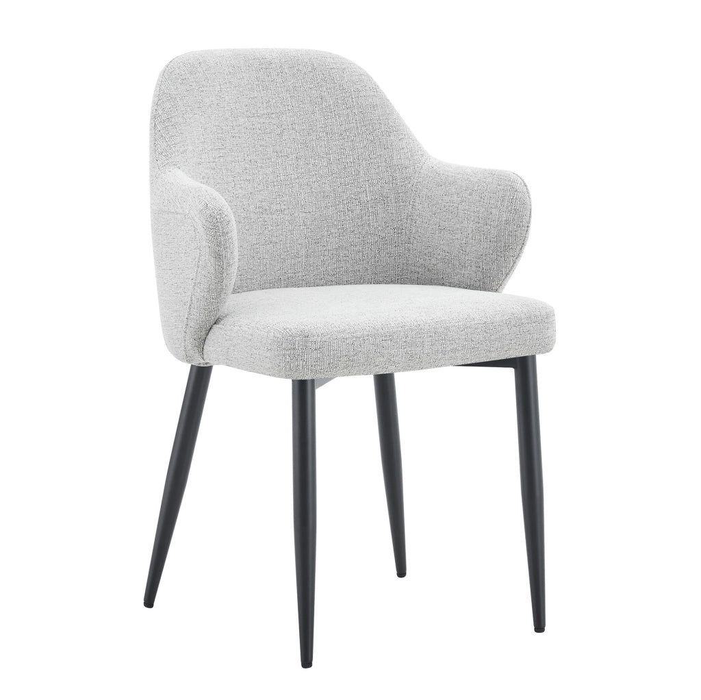 Set di 2 sedie da pranzo 83 cm con schienale avvolgente in tessuto e metallo grigio chiaro e nero