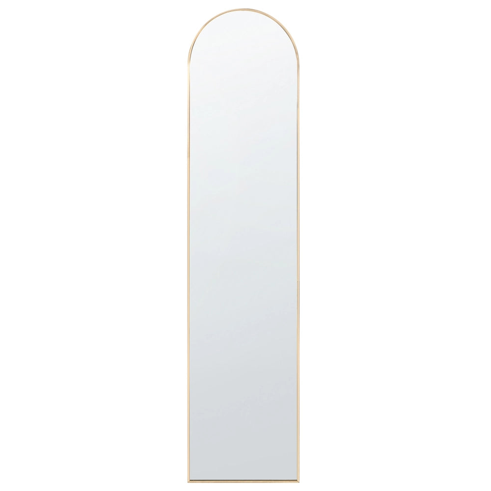 Specchio da terra ovale con telaio in metallo e supporto design moderno con cornice