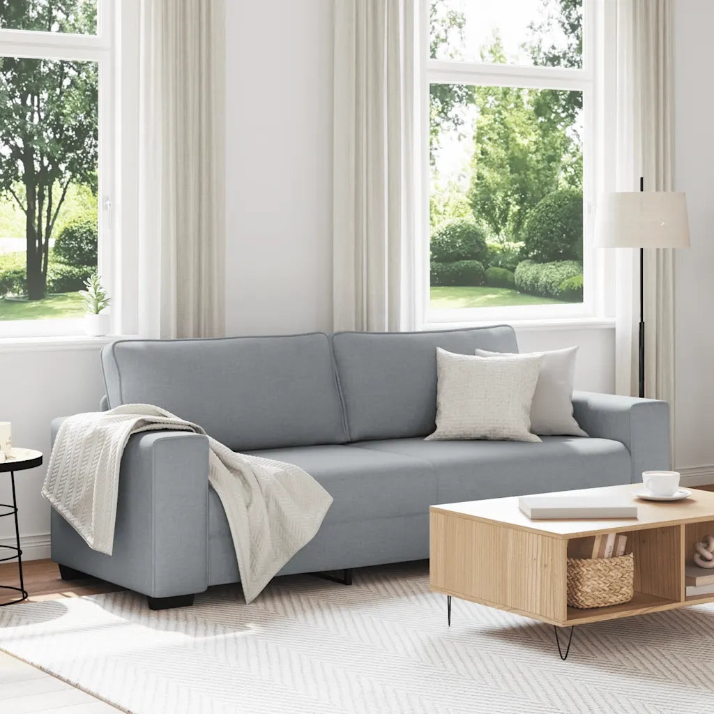 Divano a 3 Posti Grigio Chiaro 220x77x82 cm in Tessuto 4105176
