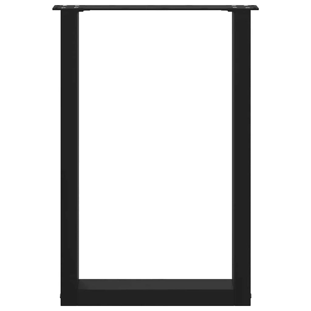 Set di 2 gambe per tavolo da pranzo a forma di U 50 x 72-73 cm con piedini livellatori stile moderno acciaio nero 02_0057416