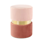Pouf Sgabello Gipsy in Velluto Rosa e Oro