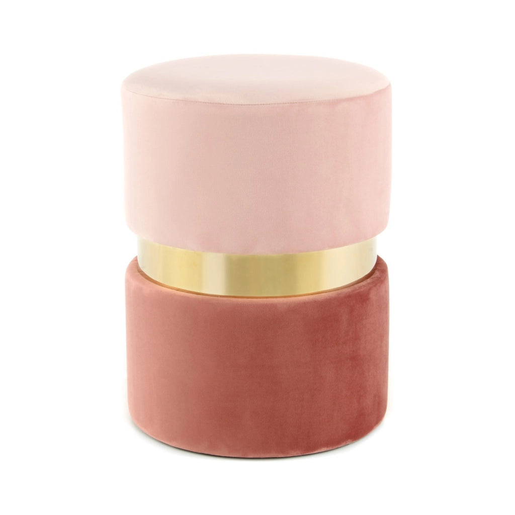 Pouf Sgabello Gipsy in Velluto Rosa e Oro