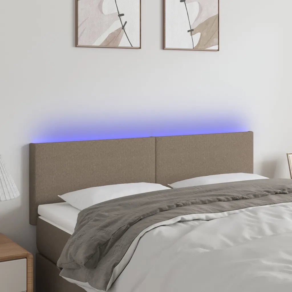 Testiera a LED-Testata con LED Tortora 144x5x78/88 cm in Tessuto 809508