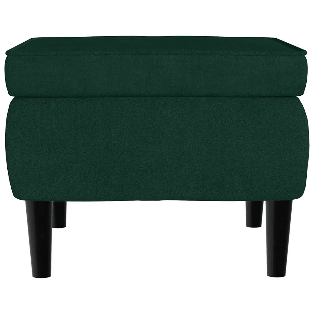 Poltrona | Sedia Relax Schienale ad Ala con Poggiapiedi Verde Scuro Velluto