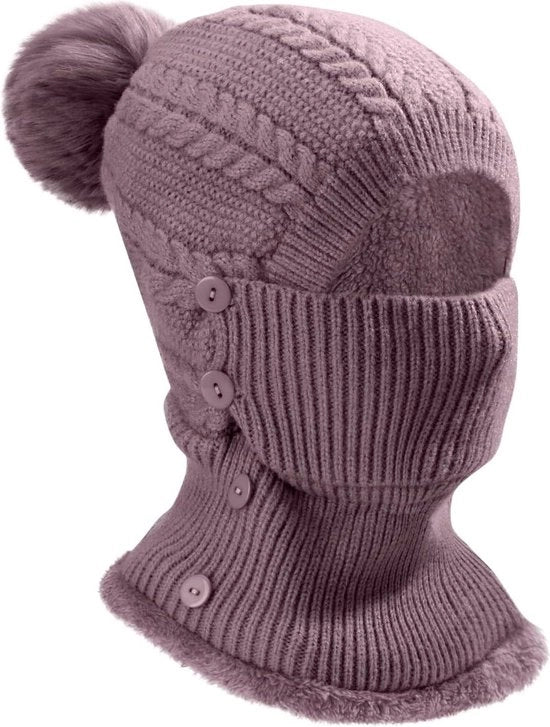 Cappello di lana calda con guanciale e visiera per donne - Modello M - Flessibile e morbido.