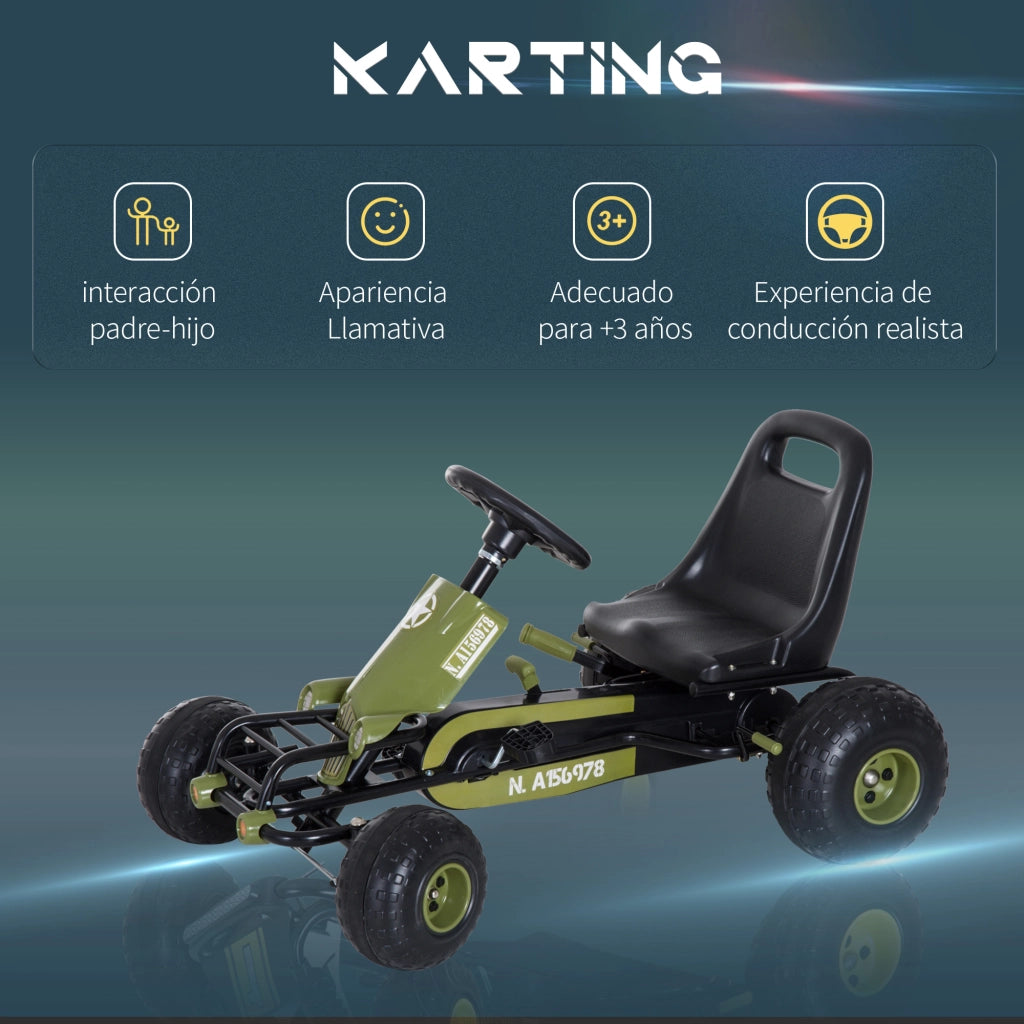 Go Kart Pedali Racing Bambini ¨C Minimal ¨C 99x65x56cm Nero Verde