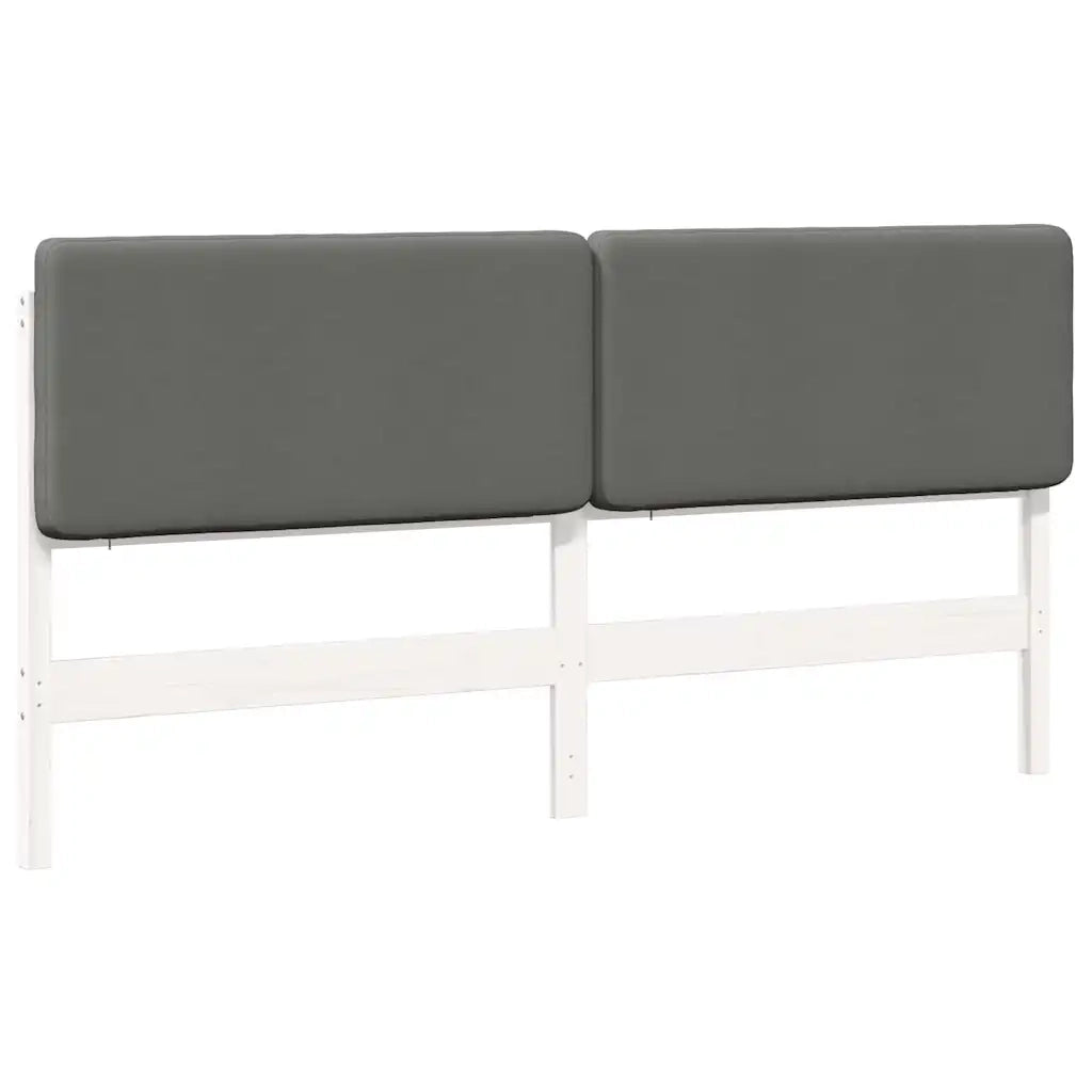 Testiera imbottita-Testiera con Cuscini-Testata Bianco e grigio chiaro 200 cm Pino massello 651381