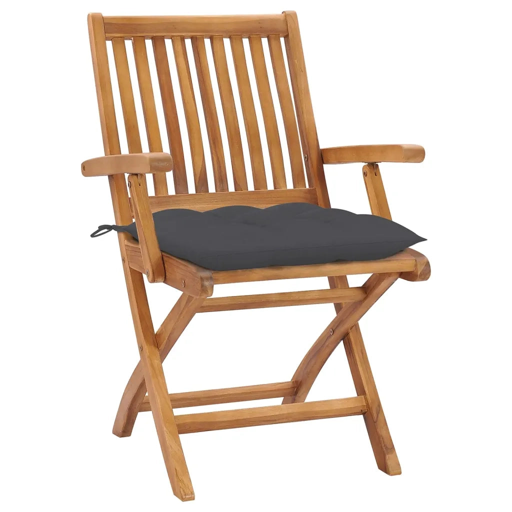 Sedie da Giardino Pieghevoli con Cuscini 4 pz Massello di Teak cod mxl 72161