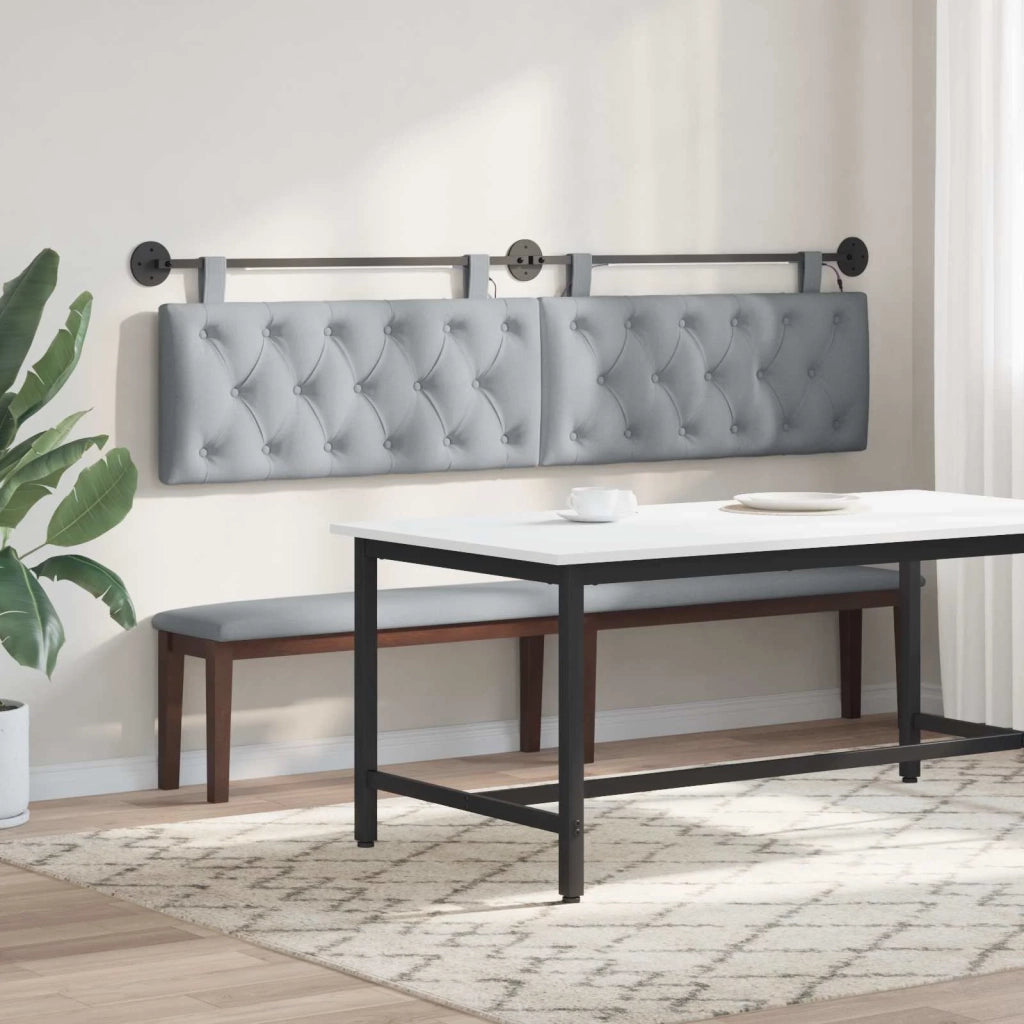 Testiera | Testata sospesa Con luce LED Grigio Chiaro Tessuto
