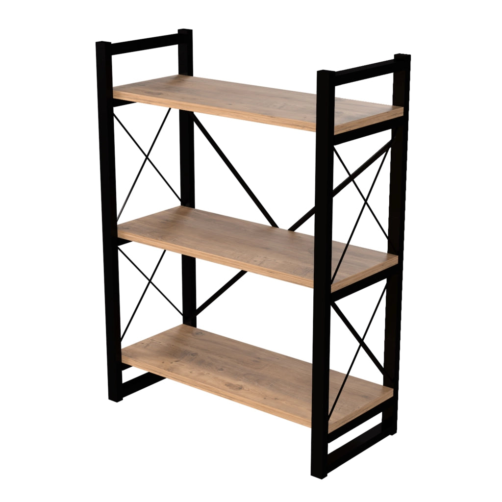 Scaffale a Terra 'Skørping' (AxLxP) 90 x 65 x 30 cm Libreria con 3 Ripiani Mobile Espositore con Telaio in Metallo -