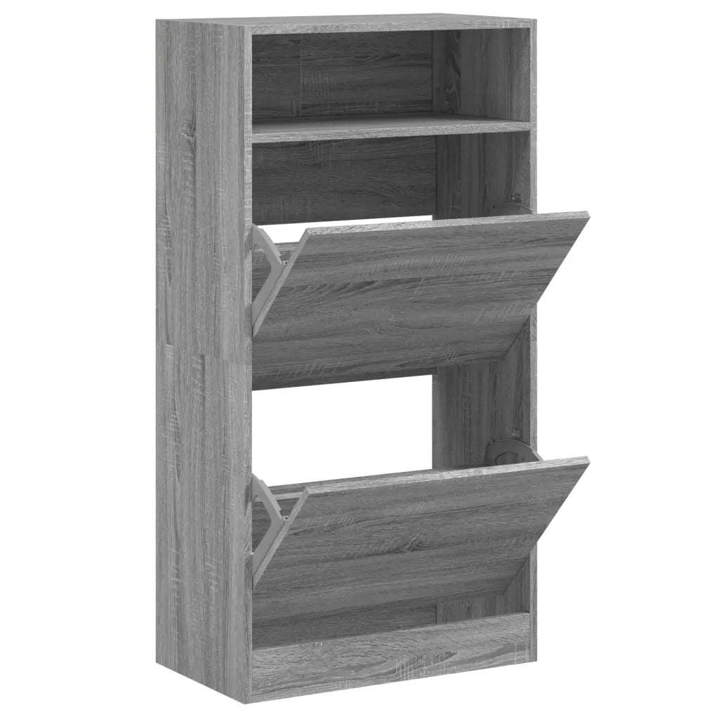 Scarpiera-Scaffale per scarpe Grigio Sonoma 60x34x116 cm in Legno Multistrato