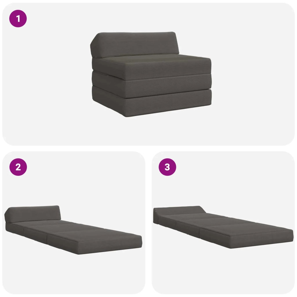 Divano Letto Pieghevole Grigio Scuro 200 x 70 x 10 cm 900030