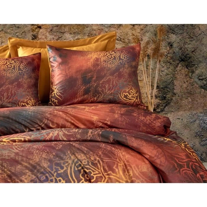 Completo letto - 1 copripiumino 220 x 240 cm + 2 federe 60 x 60 cm - 100% poliestere microsatin - Rosso