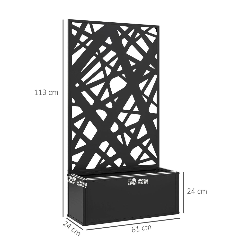 Fioriera Rettangolare con Traliccio per Piante Rampicanti 61x23x113 cm da Terra e Parete Nero