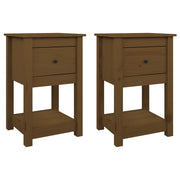 Set di 2 Comodini | Armadio da Notte | Mobiletto da notte Ambra 40x35x61,5 cm in Legno Massello di Pino