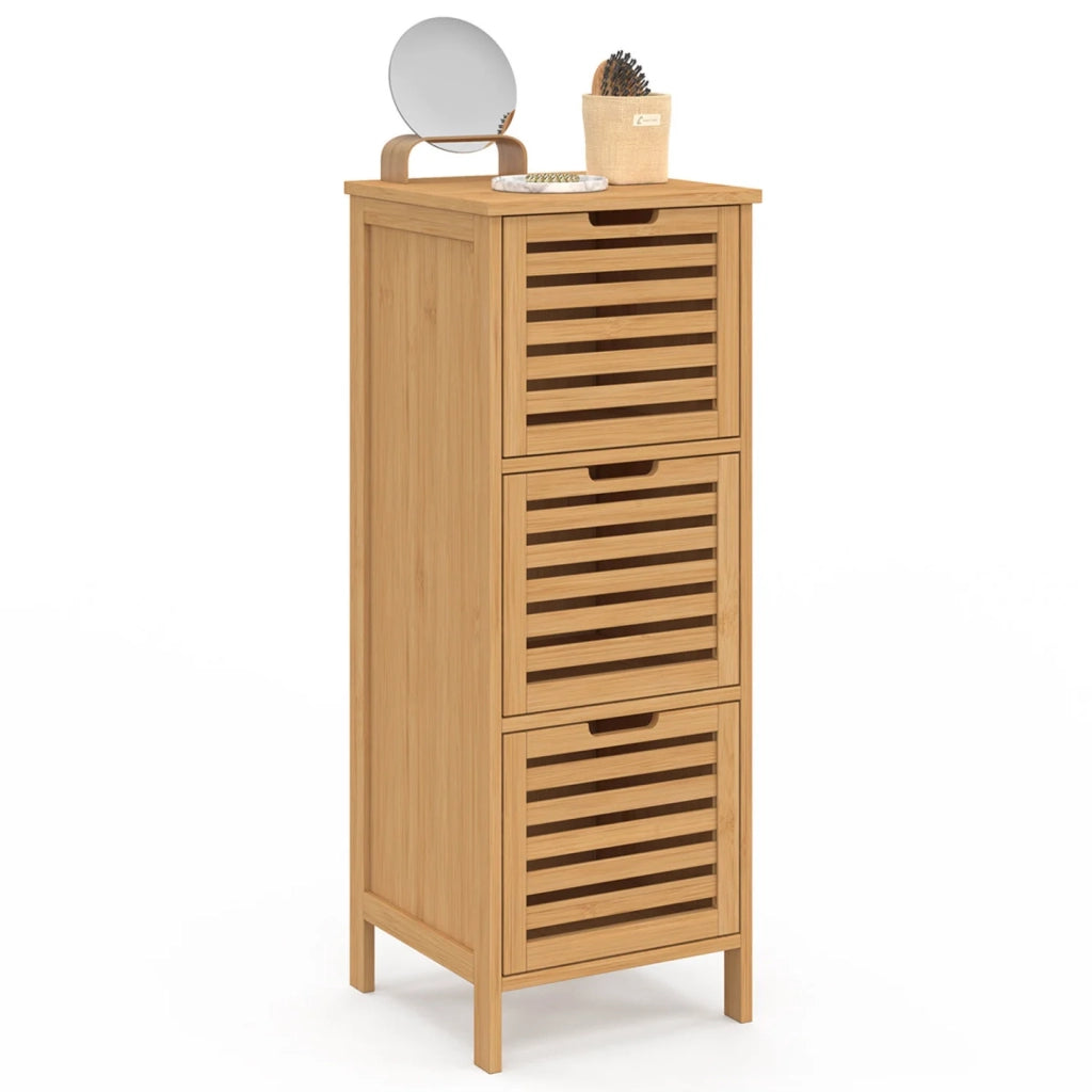 IDMarket - Mobile bagno BEA a 3 ante in bambù 30 x 30 x 80 cm
