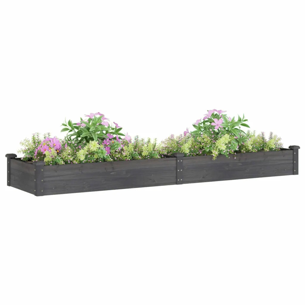 Fioriera Giardino con Fodera-Vaso da Esterno-Contenitore per Piante Grigia 240x60x25 cm Massello Abete